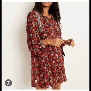Anthropologie Red and Black Mini Dress